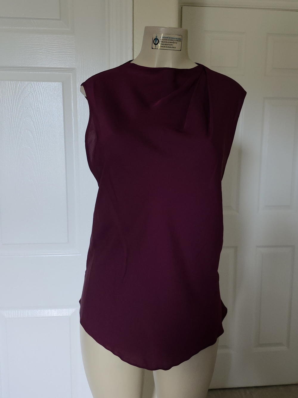 Vince Sleeveless Pleat-Detail Camisole in Plum Color Burgandy